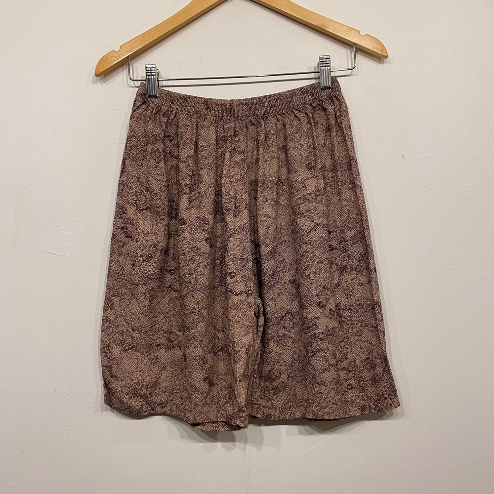 Vintage Made in Korea Brown Abstract Print Rayon Lounge Shorts Womens Large